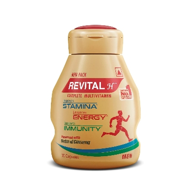 Picture of Revital H Multivitamin For Men (30 Capsules) With Natural Ginseng, Zinc, 10 Vitamins & 8 Minerals For Daily Energy, Stamina & Immunity