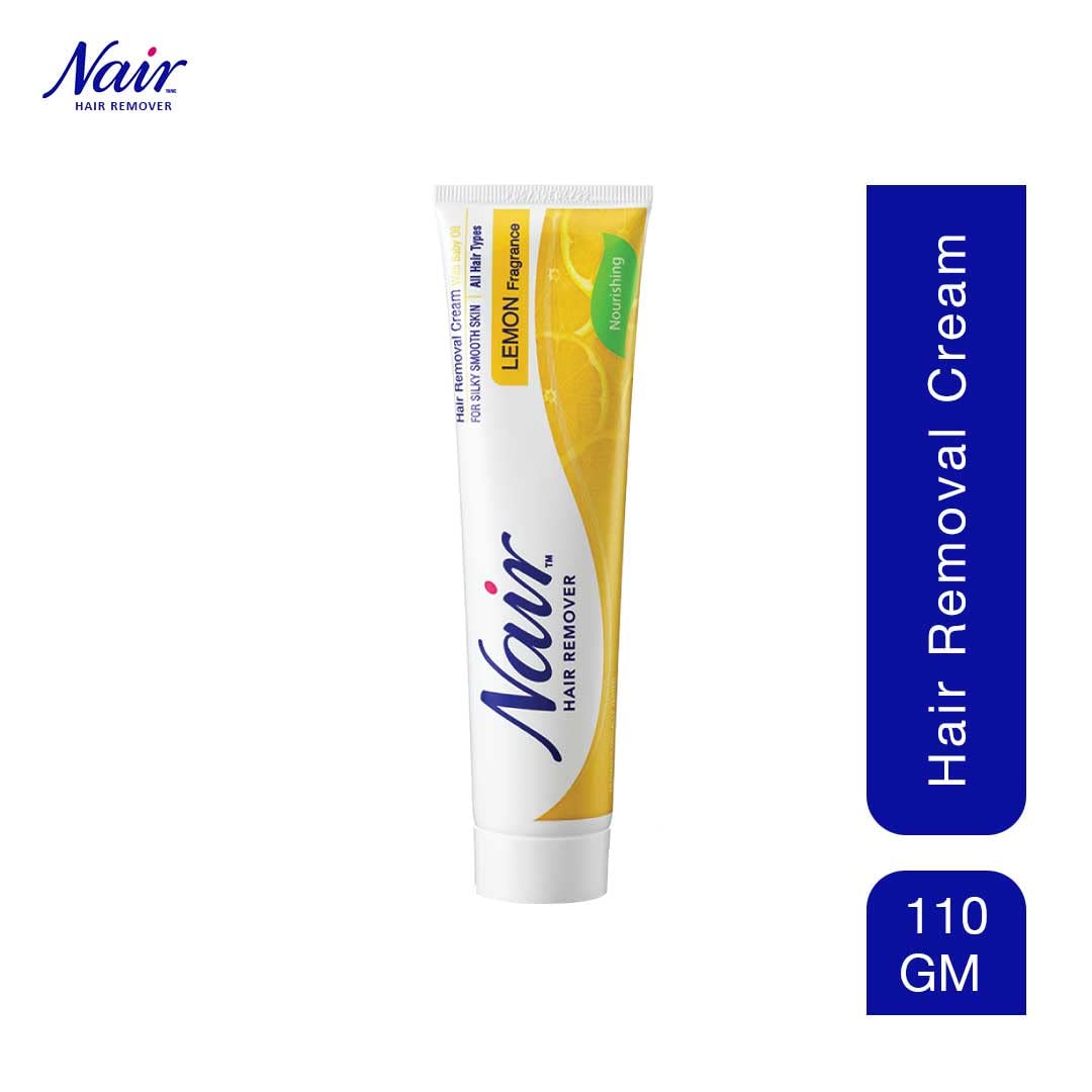 Picture of Nair Tube Hair Remover Cream Lemon Fragrance for Silky and Smooth Skin for all Hair Types, 110 gm, Pack of 1