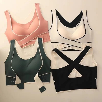 Picture of Cross Side Buckle Pair Breast Sports Bra 4 Pices