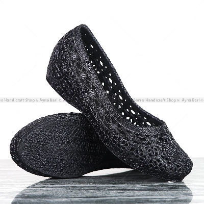 Picture of Pump shoe for women | HIR-57 | Black Wedged peep toe sandal for girls Heel shoe for women shoe for girls