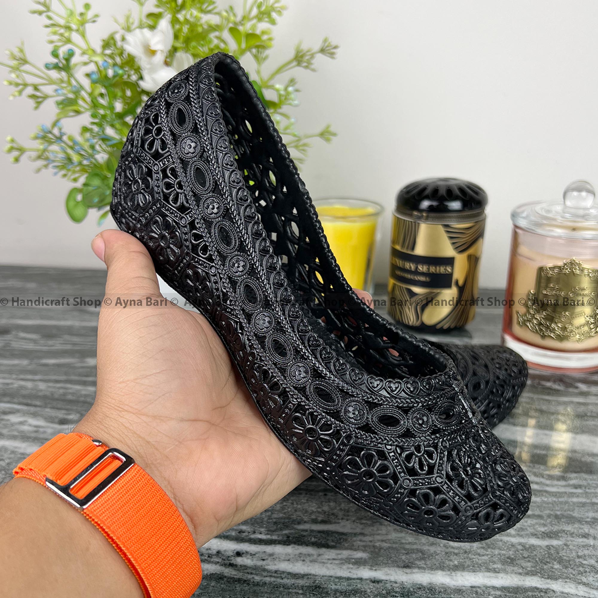 Picture of Pump shoe for women | HIR-57 | Black Wedged peep toe sandal for girls Heel shoe for women shoe for girls