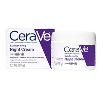 Picture of CeraVe Skin Renewing Night Cream 48g (france), Niacinamide, Peptide Complex, and Hyaluronic Acid Moisturizer for Face, 1.7 Ounce, Packaging may Vary