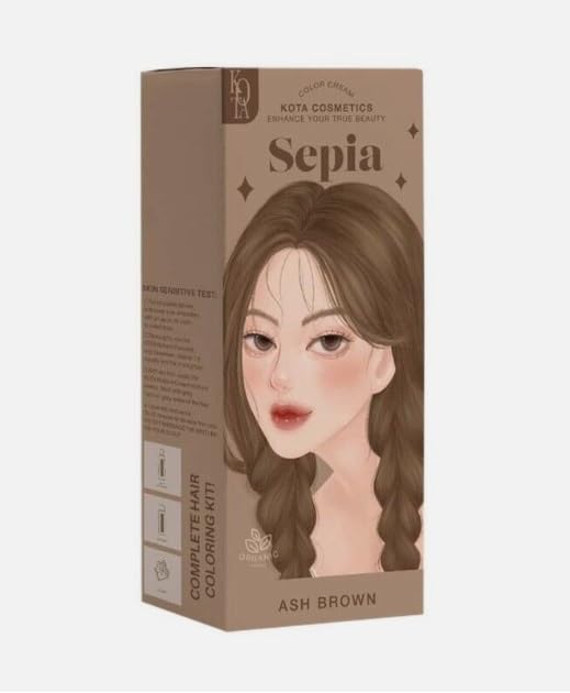 Picture of Kota Color Cream Hait Color Organic (Raven(Natural Black)) Color:Sepia (Ash Brown)