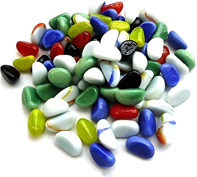 Picture of Pebbles gravels Stone Beads for Aquarium and garden Decoration Milky Multi-Coloured Round Glass Table vase Fountain, Upto 100 Pieces