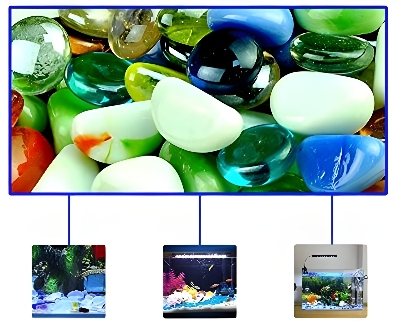 Picture of Pebbles gravels Stone Beads for Aquarium and garden Decoration Milky Multi-Coloured Round Glass Table vase Fountain, Upto 100 Pieces