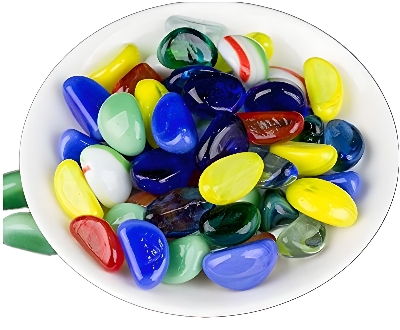 Picture of Pebbles gravels Stone Beads for Aquarium and garden Decoration Milky Multi-Coloured Round Glass Table vase Fountain, Upto 100 Pieces