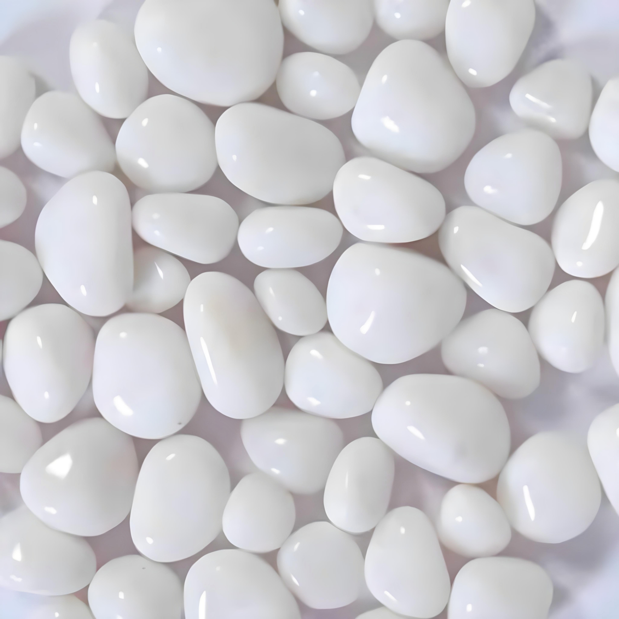 Picture of Asymmetrical Polished WHITE Pebbles for Aquarium/Decoration/Garden/Table Vase Polished Asymmetrical Marble Pebbles (White)