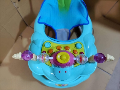 Picture of Mee Mee 360° Baby Activity Walker | 3 Level Adjustable Height, Foot Mat, Musical Detachable Toy Bar | Parental Push Handle, Anti-Rollover Folding Walker for Boys, Girls, Kids | 6-18 Months 15kg (Blue) Cash On Delivery Available