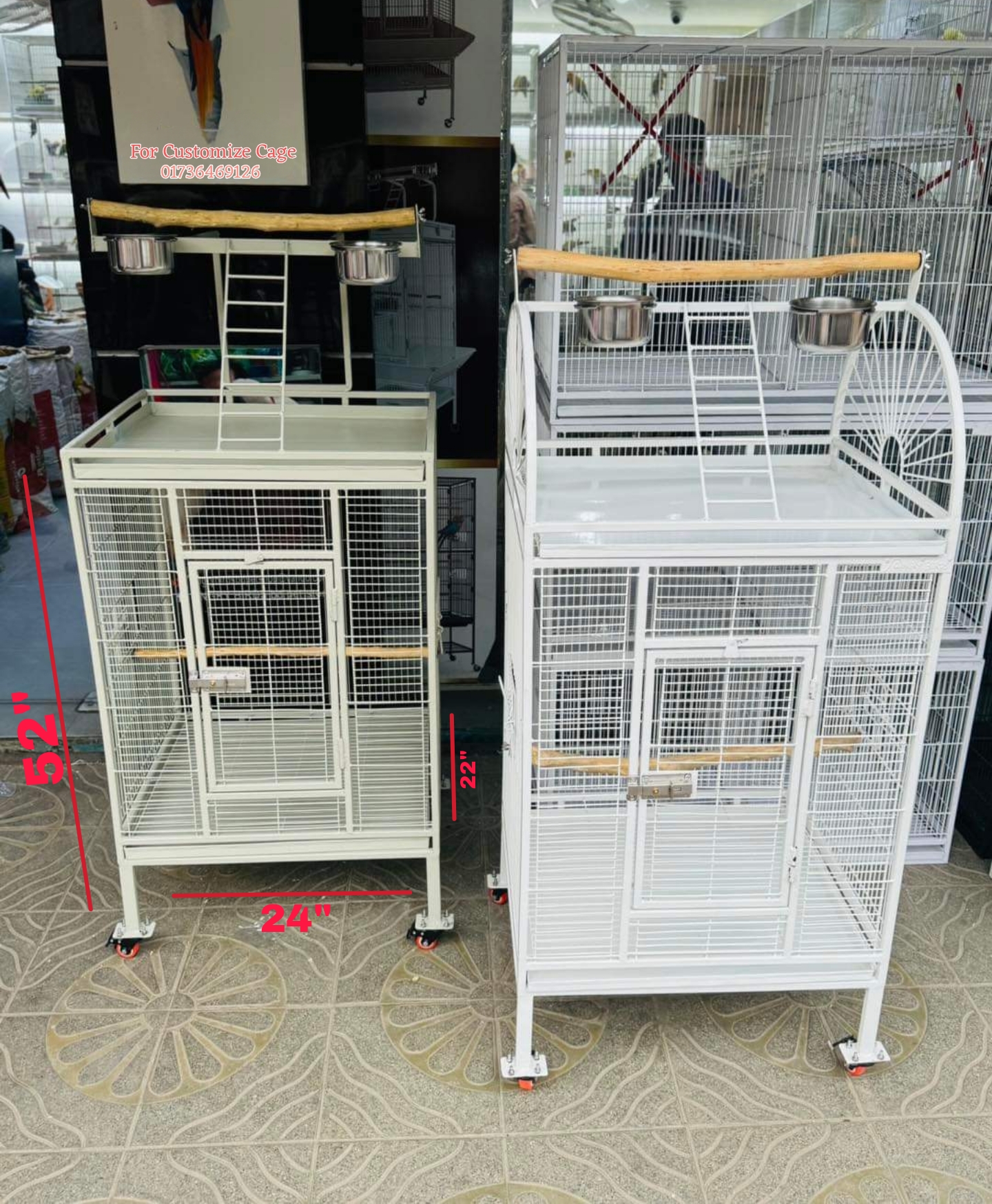 Picture of Large Family Bird Temp Cage With Roof Top Play Ground , Luxury Pet Parrot Cage Ornamental Cage Metal Cage Transparent Glass Cage Door Feeding Cage Birds/Cages