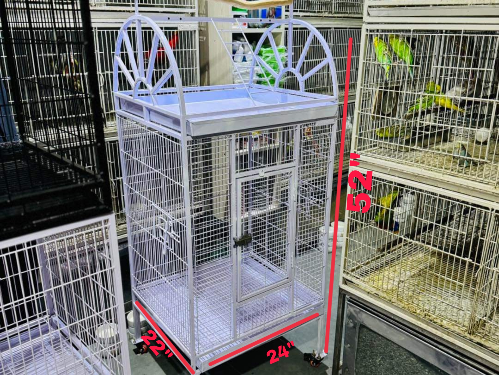 Picture of Large Family Bird Temp Cage With Roof Top Play Ground , Luxury Pet Parrot Cage Ornamental Cage Metal Cage Transparent Glass Cage Door Feeding Cage Birds/Cages