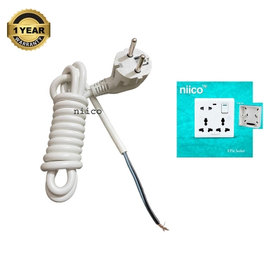 Picture of Niico 3 miter 2 core cable + 16 ampere  8  pin extension socket and 1 Gang MK  Box  - 10 fit Sigle Multiplug Making  Accessories