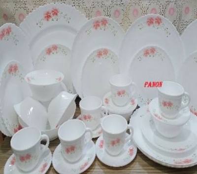 Picture of 24 Pcs Pyrex Opal Glassware White Oven Save Dinner Set - Dinner Set