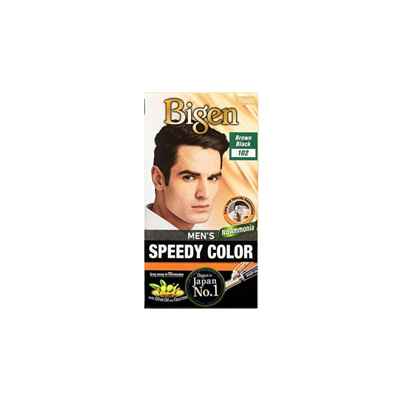 Picture of International Thailand product Bigen Bigen Men's Speedy Hair   Brown Black colour natural black shade no 102 used for male - 40 GM+ 40 GM