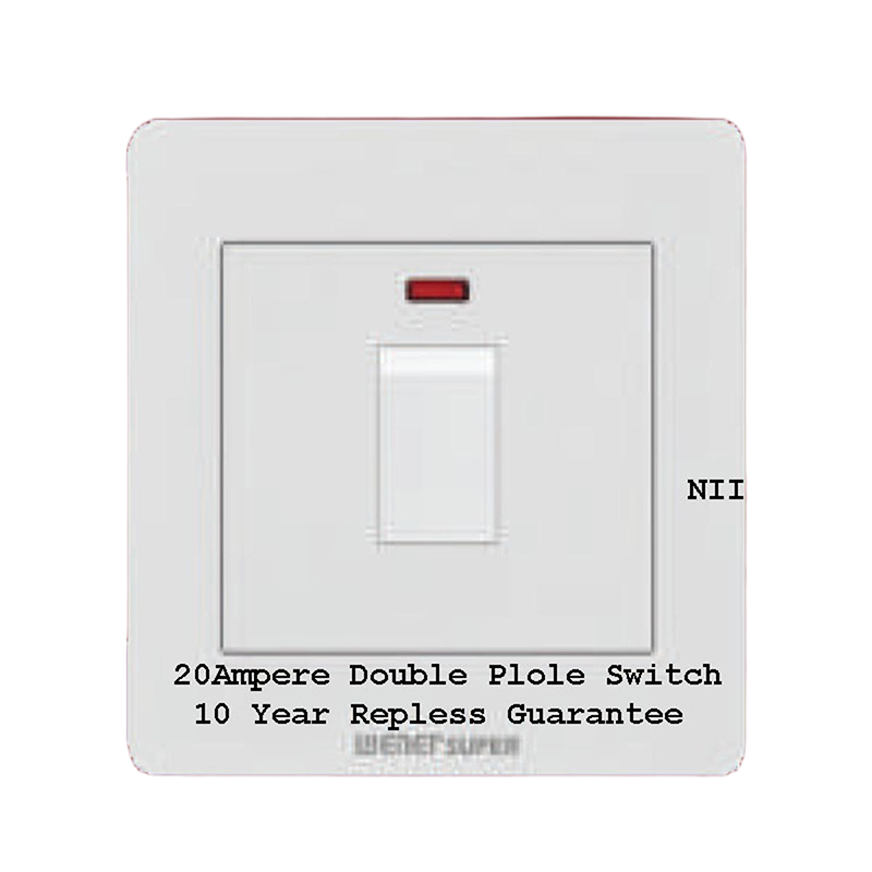 Picture of Wiener Super  Premium Quality 20 Ampere Double Pole Switch -(10 Years Repless Warranty)