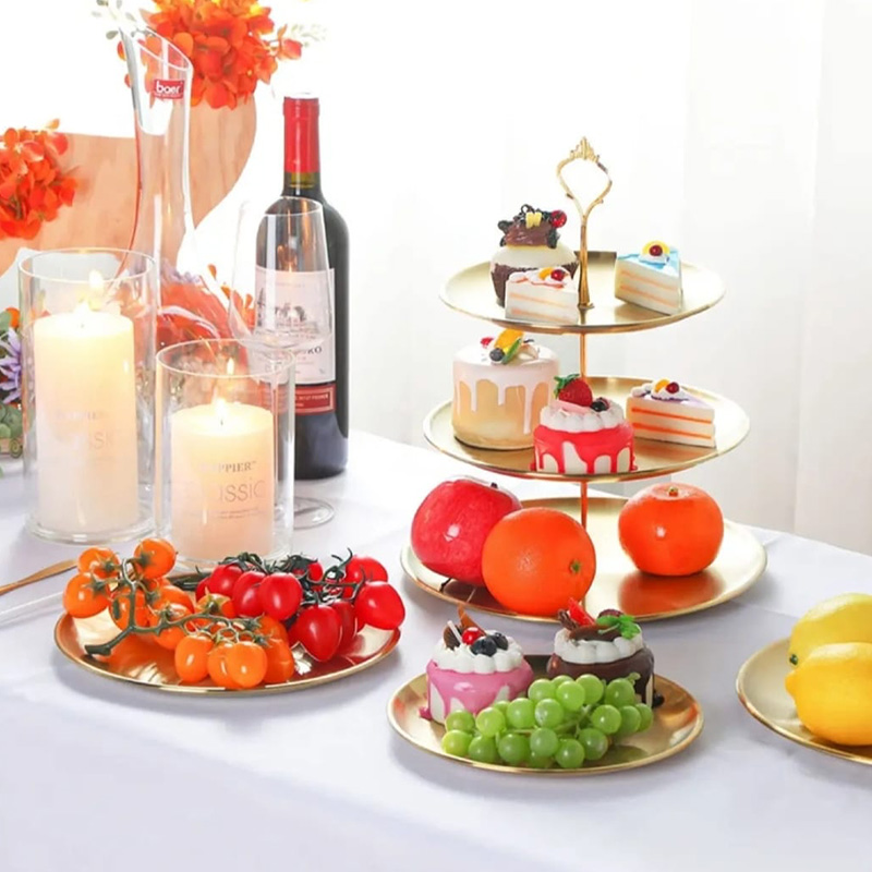Picture of Cake Stand Stainless Steel Tiered Cupcake Stand 3 Tier Tray Platters Dessert Holder for Party