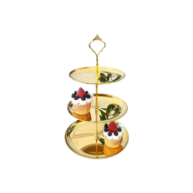 Picture of Cake Stand Stainless Steel Tiered Cupcake Stand 3 Tier Tray Platters Dessert Holder for Party
