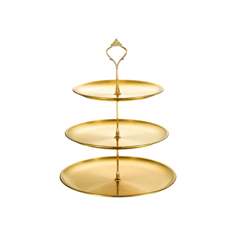 Picture of Cake Stand Stainless Steel Tiered Cupcake Stand 3 Tier Tray Platters Dessert Holder for Party