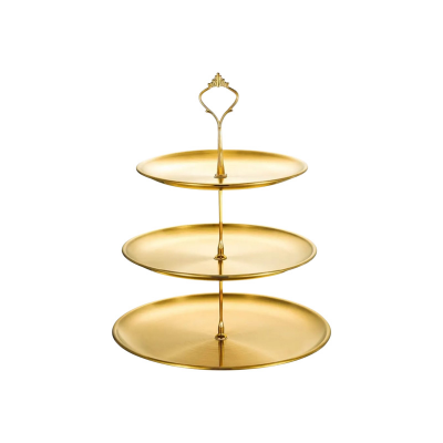 Picture of Cake Stand Stainless Steel Tiered Cupcake Stand 3 Tier Tray Platters Dessert Holder for Party