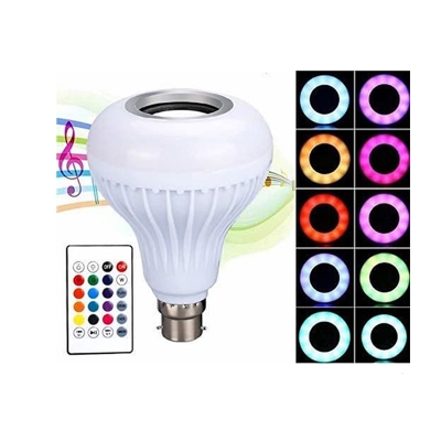 Picture of LED Bluetooth Smart Music Colored led Light Bulb With Remote Control& Bluetooth Speaker RGB Changing Color Music Lamp Built-in Audio Speaker-Pin Folder(Pass Holder Converter Free)