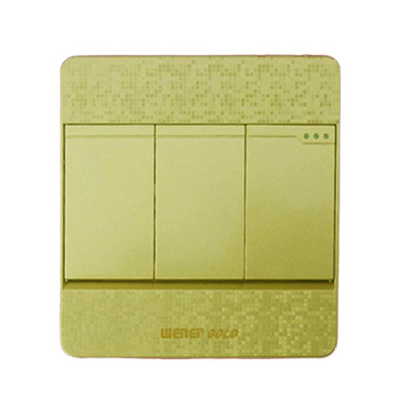 Picture of Exclusive  Winer Gold Switch 3Gang 1Way Switch-(7 Years Repless Warranty)