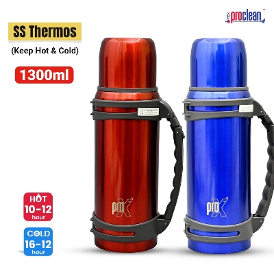 Picture of ProX Flask WB-2296 for Hot Drink Large 1300ml Thermal Flask Vacuum Insulated, Thermal Flask Keeps (Hot:10-12+h) | (Cold:16-18+h), StainlessSteel Flasks for Hot and Cold Drinks, BPA-Free, 100% Leak-proof. Bottle Large Capacity with Strap for Outdoor Travel