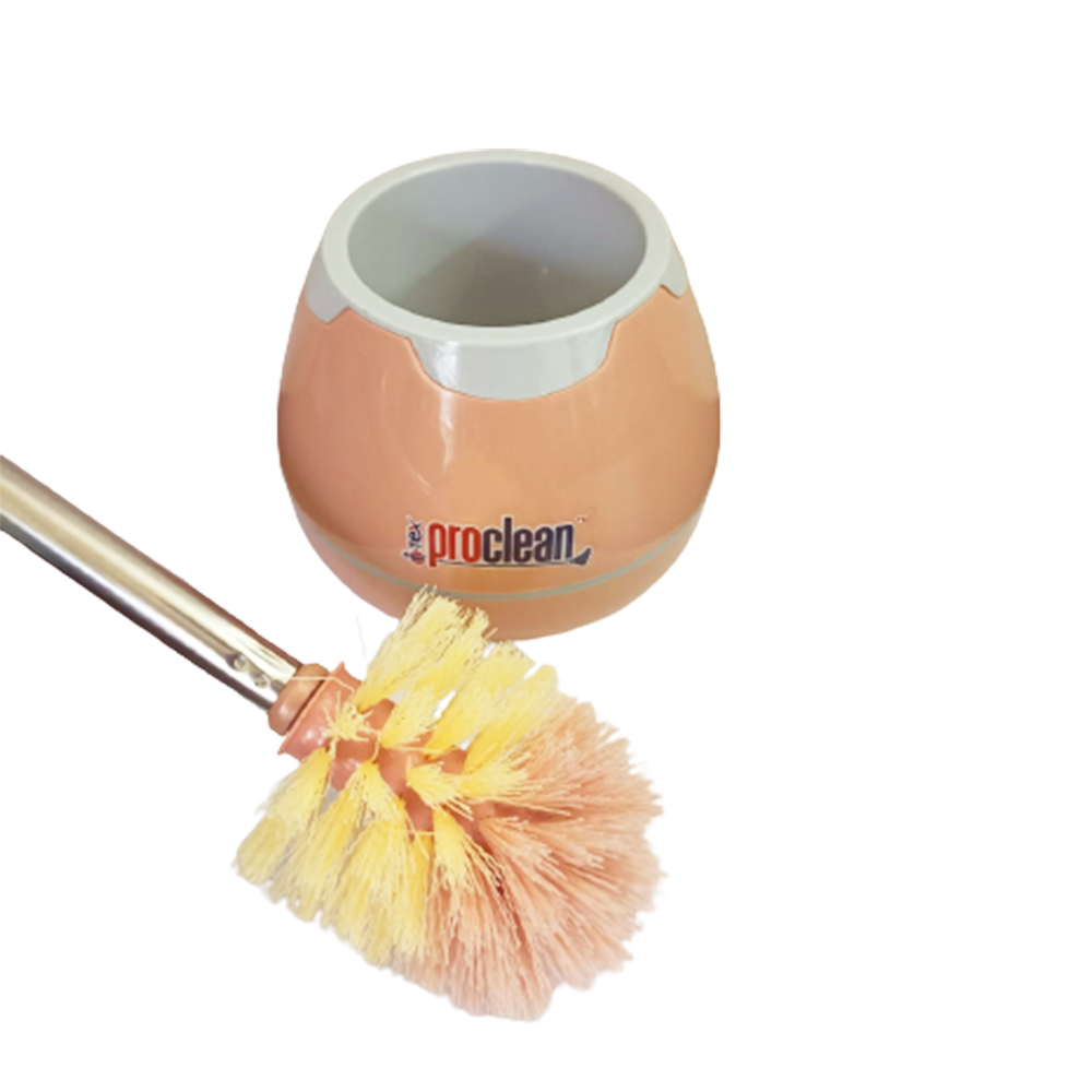 Picture of Proclean Toilet Brush TB-1787 with Holder. Decorative, Modern, Freestanding, Heavy Duty Toilet Bowl Shape Cleaning Brush Set for Bathroom Deep Cleaning Compact Flexible Toilet Cleaner Brush