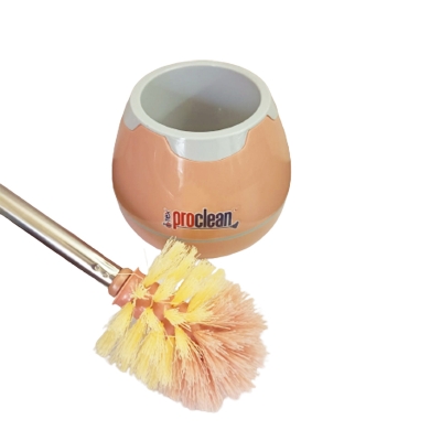 Picture of Proclean Toilet Brush TB-1787 with Holder. Decorative, Modern, Freestanding, Heavy Duty Toilet Bowl Shape Cleaning Brush Set for Bathroom Deep Cleaning Compact Flexible Toilet Cleaner Brush