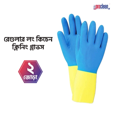 Picture of Proclean Regular Kitchen Dishwashing Cleaning Gloves_2 Pairs_KG-0728 , Colorful Reusable Household Cleaning Gloves for Washing Dishes and Cleaning Tasks, Flexible Long-lasting and Non-Slip