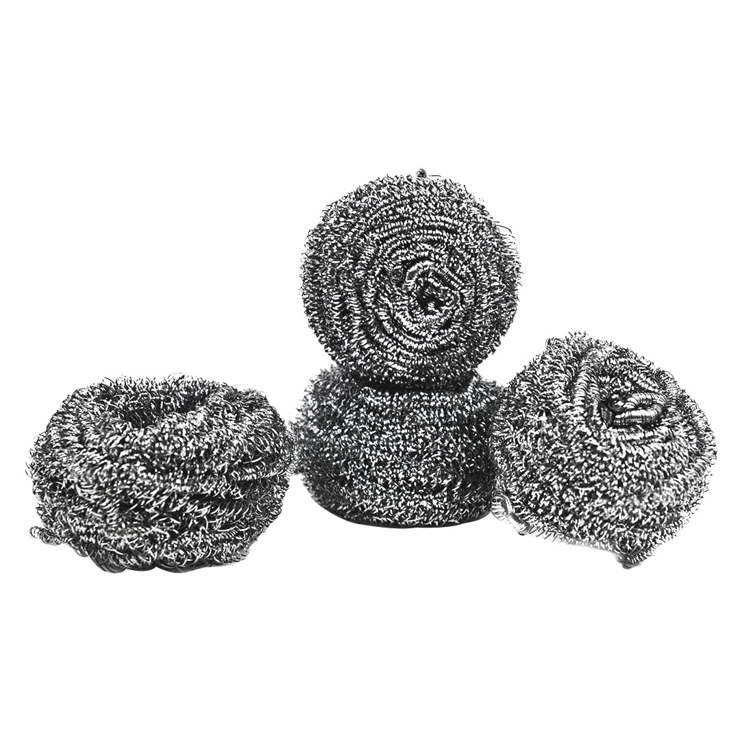 Picture of Stainless Steel Dish Scourers SS-0148-8 (08 PCS Pack 20g) - Scouring Pad, Pot Scrubber, Stainless Steel Scrubber, Steel Wool Scrubber, Metal Sponge
