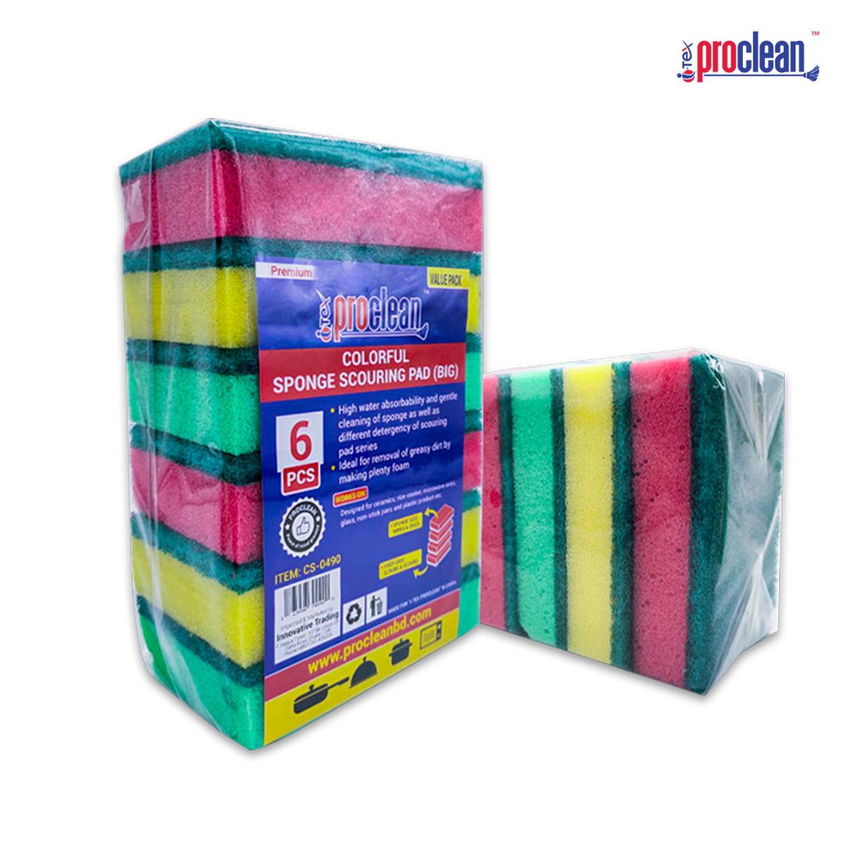 Picture of 12 Pcs Big Cleaning Scrub Sponge Colorful Double-Face Sponge Scouring Pad_CS-0490-12