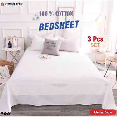 Picture of White Colour King Size Bed Sheet Set - Bed Sheet