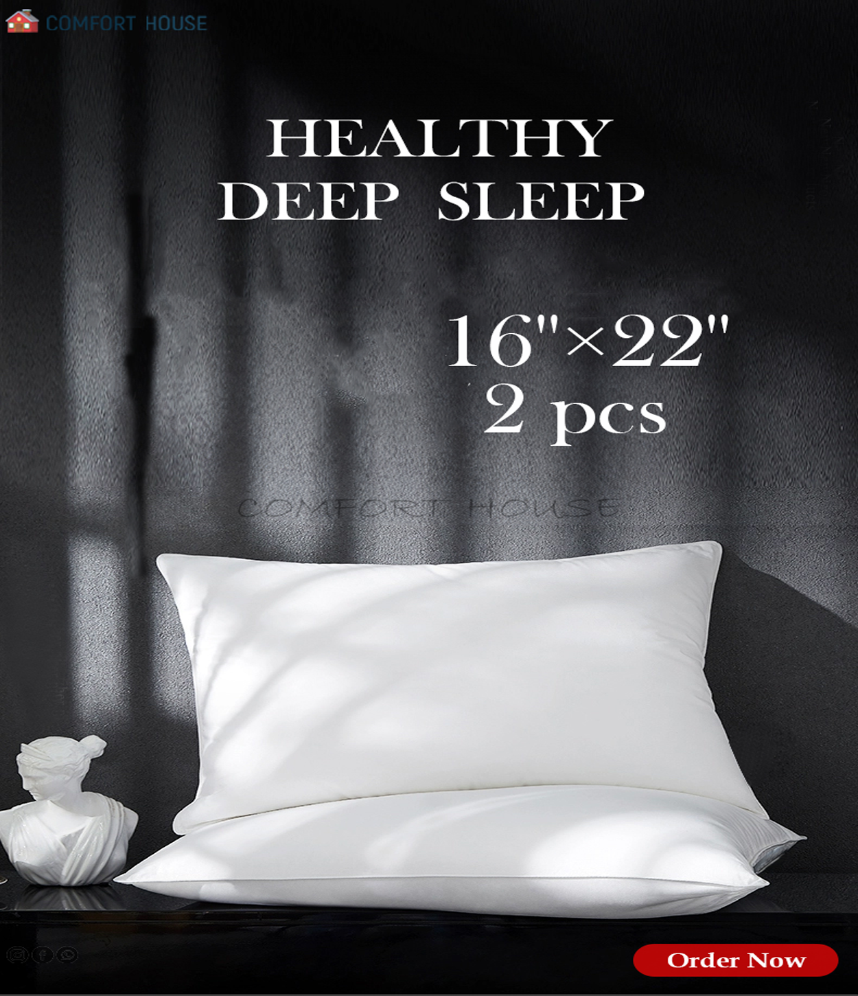 Picture of Tissue Fabric Ultra Soft Head Pillow (16"X22'')White - Pillow