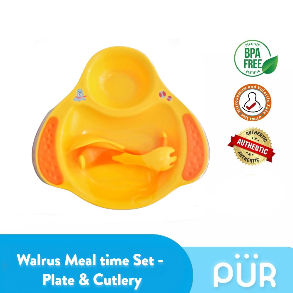 Picture of Pur Walrus Meal time Set - Plate & Cutlery - (5501)