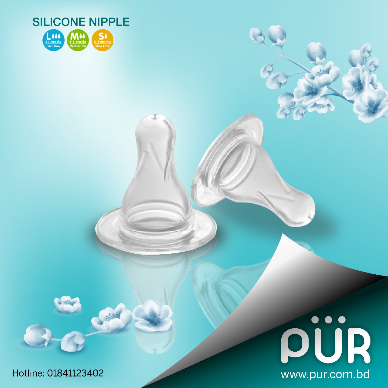 Picture of Pur Silicone Classic Nipple (2pc-L) (Fast Flow) - (3207)