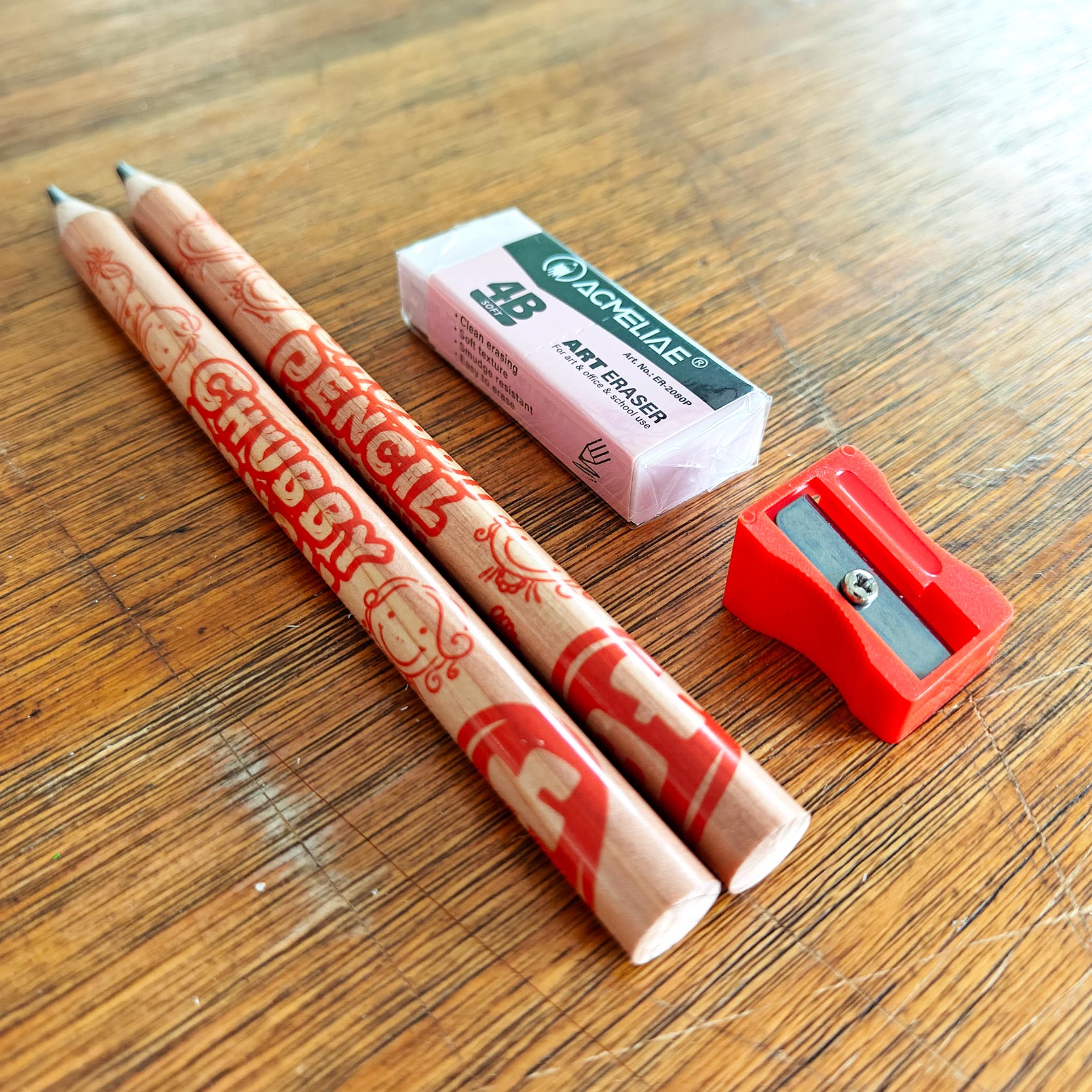 Picture of 43071 - 4B Acmeliae Chubby Pencil (Age 4-5) (3 pcs Set) with 4B Art Eraser & Sharpner