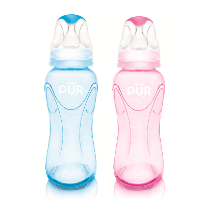 Picture of PUR Advanced Slim Neck Feeding Bottle 8oz./250ml. – (1802 Pink / Blue)