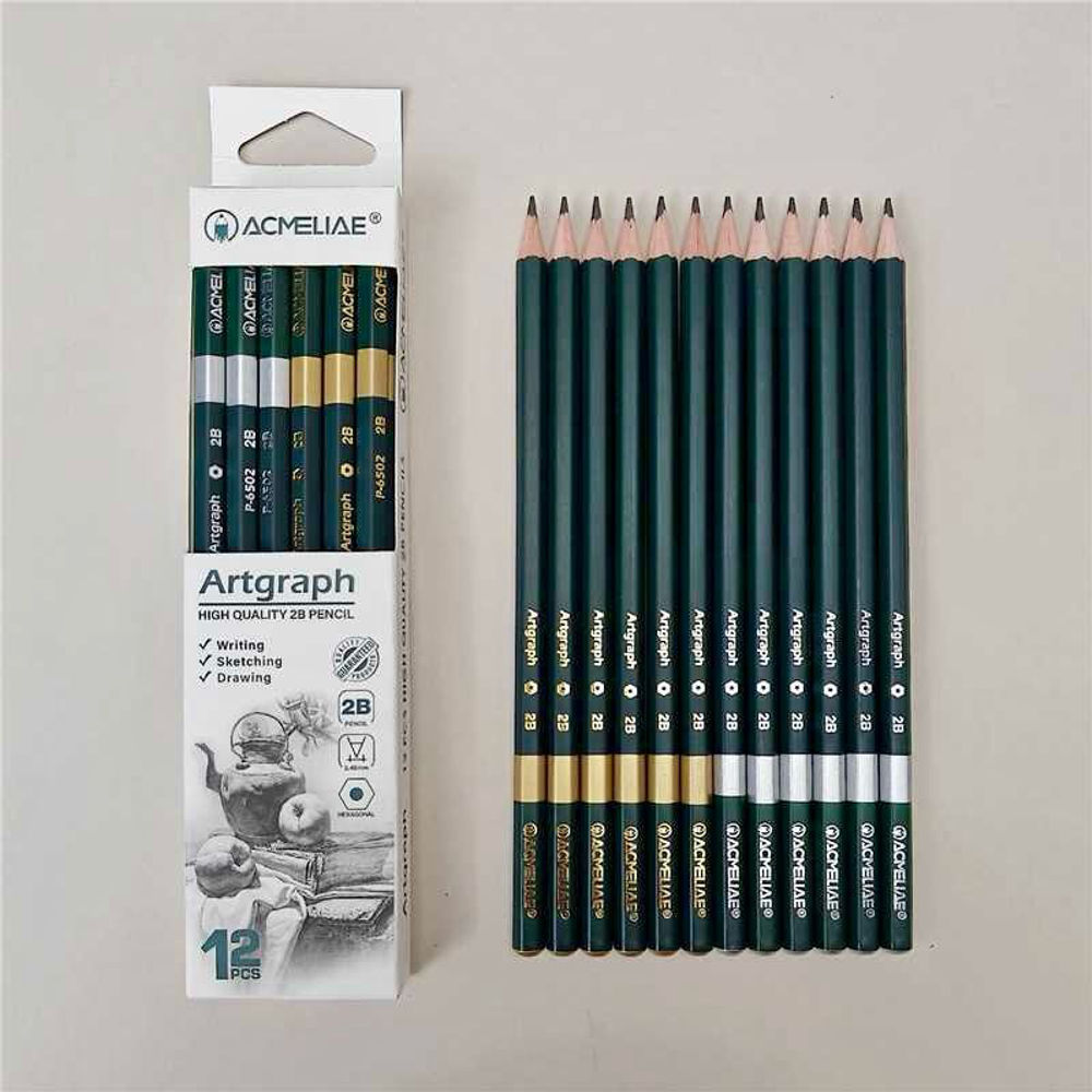 Picture of Acmeliae 2B Green Pencils (12 pcs Paper Box) - (6502)