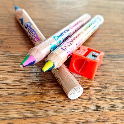 Picture of Acmeliae Chubby Rainbow Color Pencil (3 pcs Set) with Sharpener - (43069)
