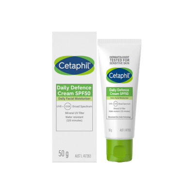 Picture of Cetaphil Daily Defence Face Moisturiser with SPF50Plus for Sensitive Skin - 50 gm