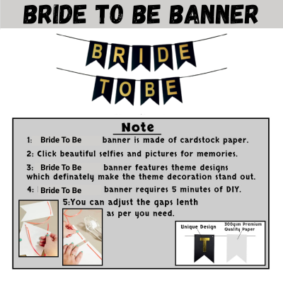 Bride To Be Card Banner – Black & Red Banner for Wedding, Engagement or Bridal Shower Party Decoration- (Pack of 1 Pcs)