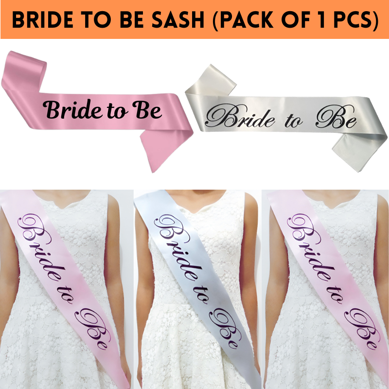 Bridal Shower Sash –Pink & White Satin Sash for Bachelorette, Wedding & Bridal Shower Decoration (Pack of 1 Pc)