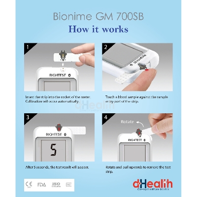 Picture of Bionime GS-700SB and 700S Test Strip for Blood Glucometer 25 Pieces