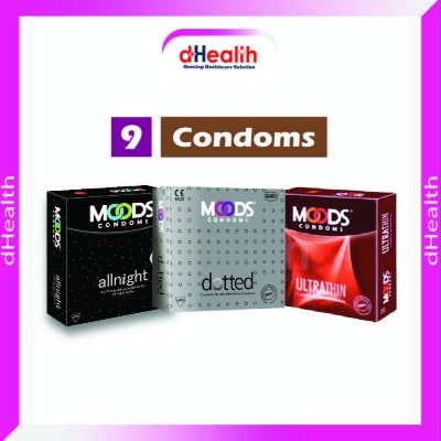 Picture of Moods All Night, Ultra Thin & Dotted Condom Combo (3x3 - 9 pcs comdom) Pack