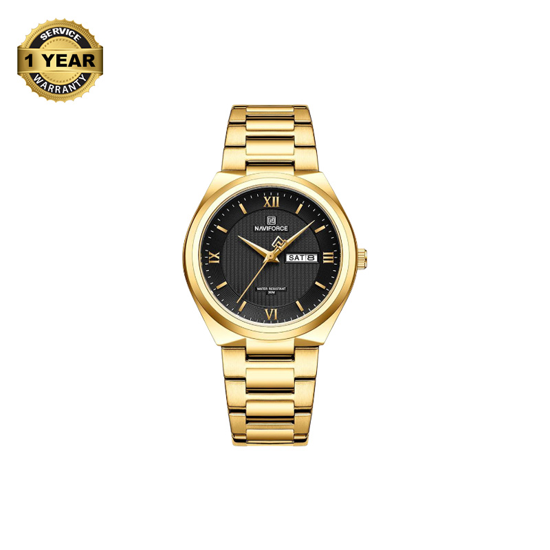 Picture of NAVIFORCE NF8030 Golden Stainless Steel Analog Watch For Men - Black & Golden