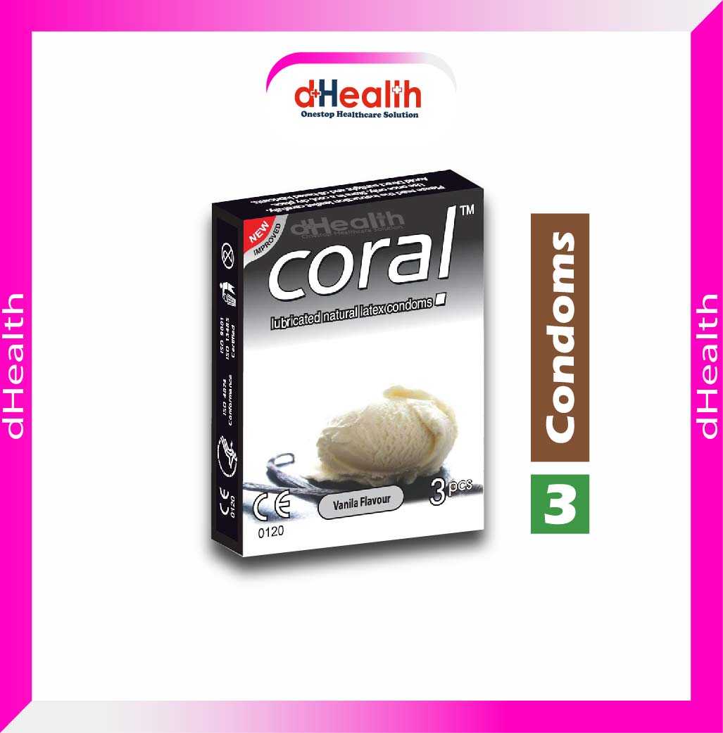 Picture of Coral Vanilla Flavor Condom Condom Single Pack 3 Pcs