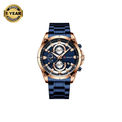 Picture of CURREN 8360 Royal Blue Stainless Steel Chronograph Watch For Men - RoseGold & Royal Blue