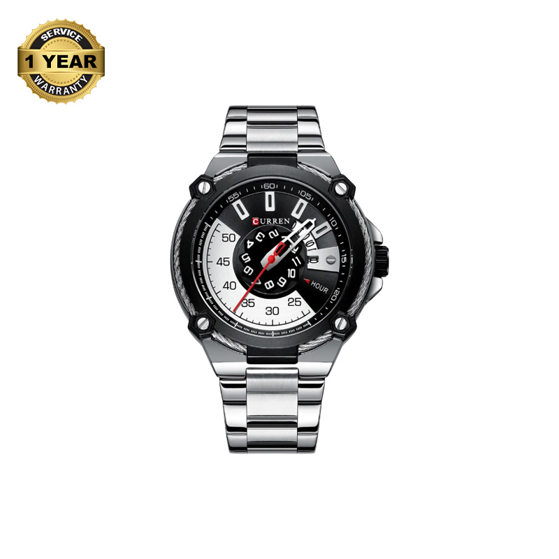 Picture of CURREN 8345S Silver Stainless Steel Analog Watch For Men - Black & Silver
