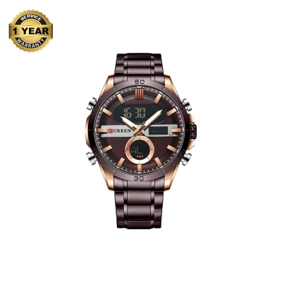 Picture of CURREN 8384 Bronze Stainless Steel Dual Time Watch For Men - RoseGold & Bronze