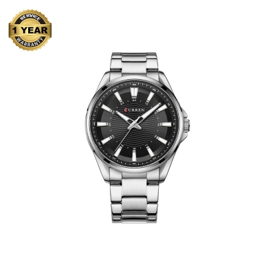 Picture of CURREN 8424S Silver Stainless Steel Analog Watch For Men - Black & Silver