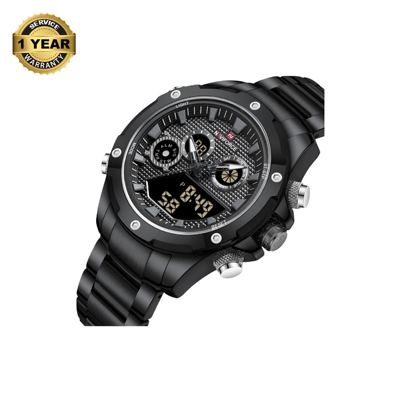 Picture of NAVIFORCE NF9217 Black Stainless Steel Dual Time Watch For Men - Gray & Black